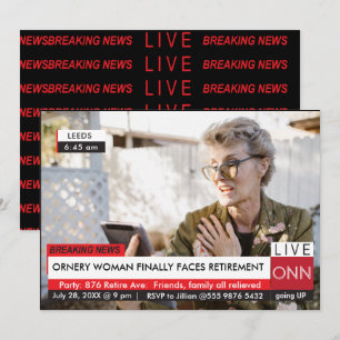 Invitation Funny Breaking News Retraite 🎉 Parti