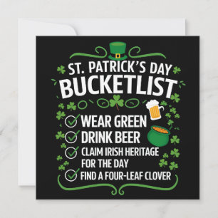 Invitation Funny Bucket List célèbre la Saint Patrick's Day