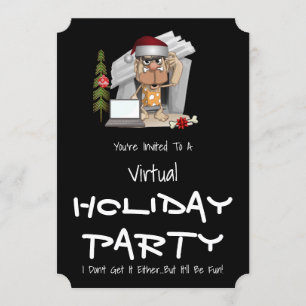 Invitation Funny Caveman Virtual Holiday Party