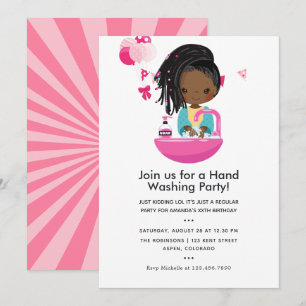 Invitation Funny Covid-19 Corona Virus thème Fille Anniversai