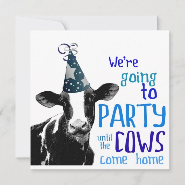 Invitation Funny Cow Bachelor ou Bachelorette Party (Devant)