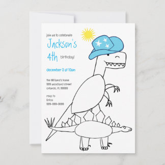 Invitation Funny Cowboy Trex Dinosaur Anniversaire de enfant