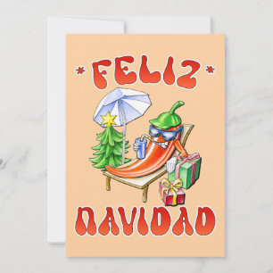Invitation Funny Feliz Navidad Cute Christmas Chili