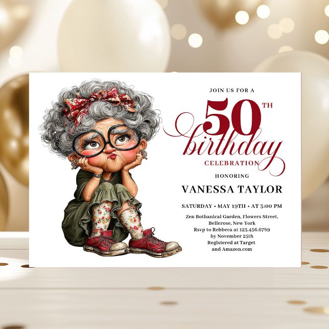 Invitation Funny fifty woman humor invite whimsical theme (Funny fifty woman humor invite whimsical theme)