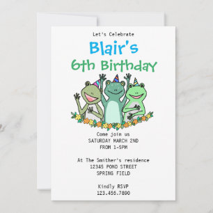 Invitation Funny Frog Anniversaire de enfant Party Facile per