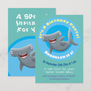 Invitation Funny Hammerhead requin anniversaire personnalisé