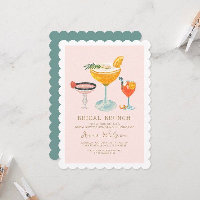 Invitation Funny Handraing Pinky Coctails Fête des mariées (Créateur téléchargé)
