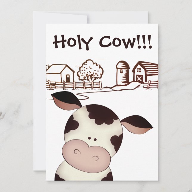 Invitation Funny Holy Cow Farm humoristique 50e fête d'annive (Devant)