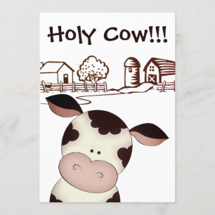Invitation Funny Holy Cow Farm humoristique 50e fête d'annive