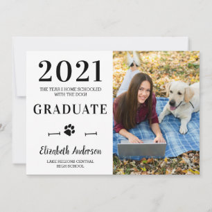 Invitation Funny Home School Dog Class 2021 - Diplôme photo