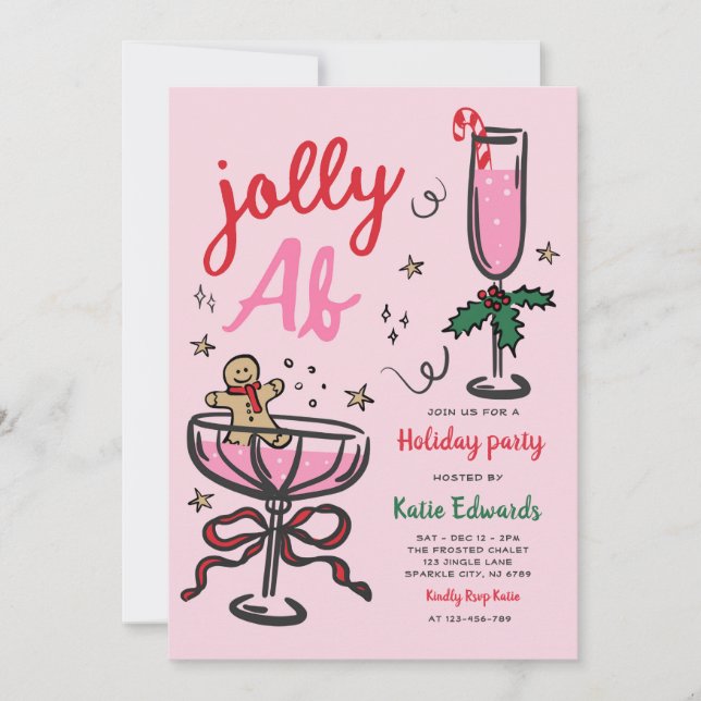 Invitation Funny Jolly Christmas Cocktail Party Holiday Party (Devant)