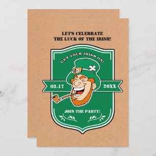 Invitation Funny Leprechaun Badge St. Patrick's Day Party