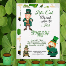 Funny Leprechaun Manger Boire Irish St patrick Par