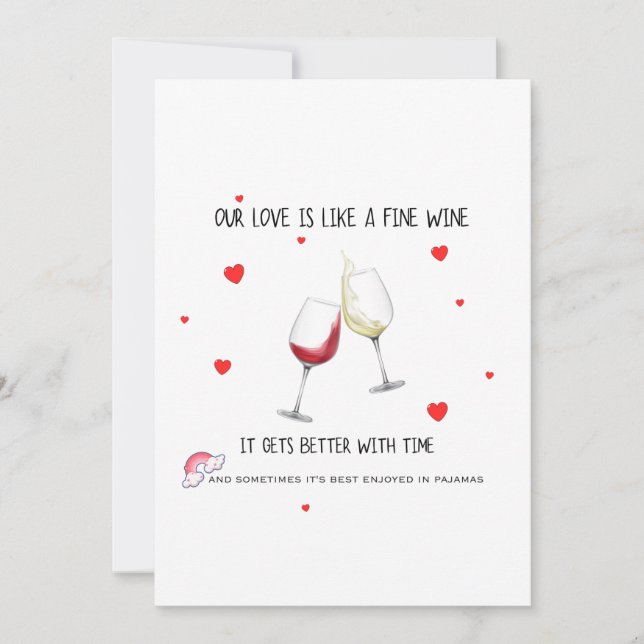 Invitation Funny Love Fine Wine Card (Devant)