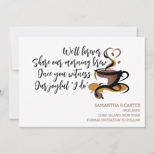Invitation Funny Mariage à thème Café Enregistrer le design D (Devant)