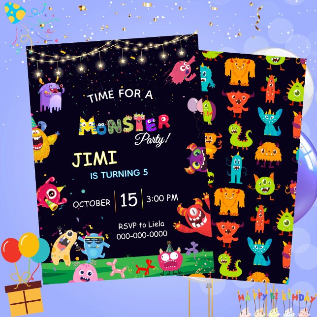 Invitation Funny Monster anniversaire de enfant de la fête In (Créateur téléchargé)