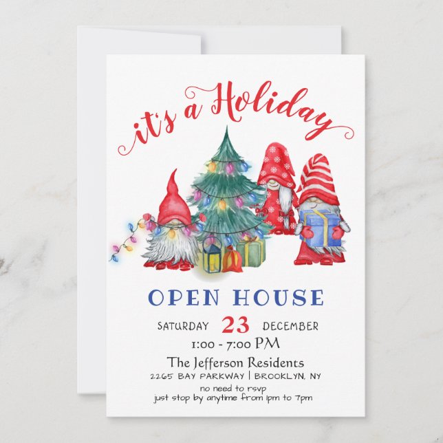 Invitation Funny Père Noël Gnomes Noël Holiday Open House (Devant)