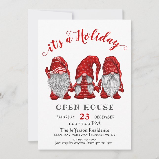 Invitation Funny Père Noël Gnomes Noël Holiday Open House (Devant)