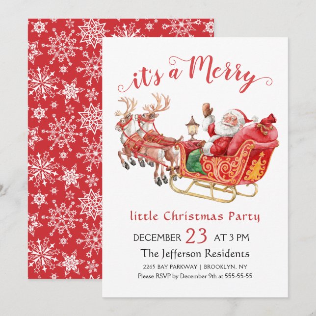 Invitation Funny Père Noël Joyeux Noël Petite fête (Devant / Derrière)