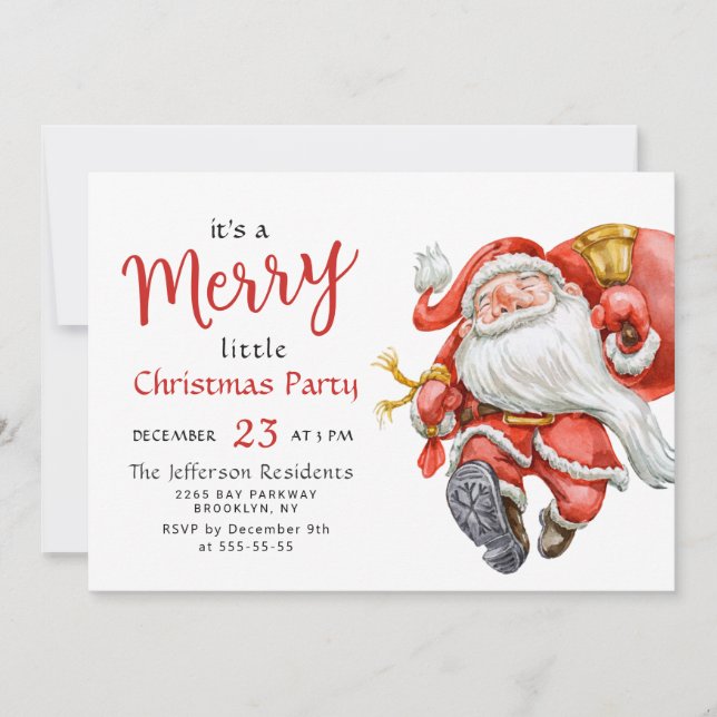 Invitation Funny Père Noël Joyeux Noël Petite fête (Devant)