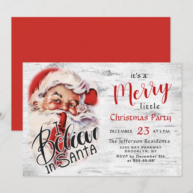 Invitation Funny Père Noël Joyeux Noël Petite fête (Devant / Derrière)