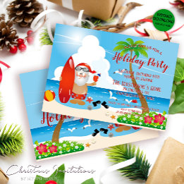 Invitation Funny Père Noël Tropical Beach Noël Party