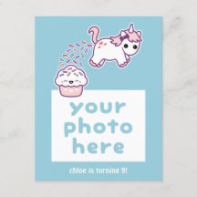 Funny Pooping Unicorn Photo Anniversaire Invitatio