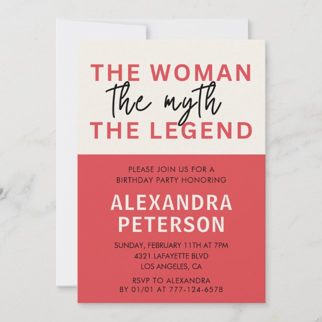 Invitation Funny Red Woman Myth Legend 92e anniversaire (Devant)