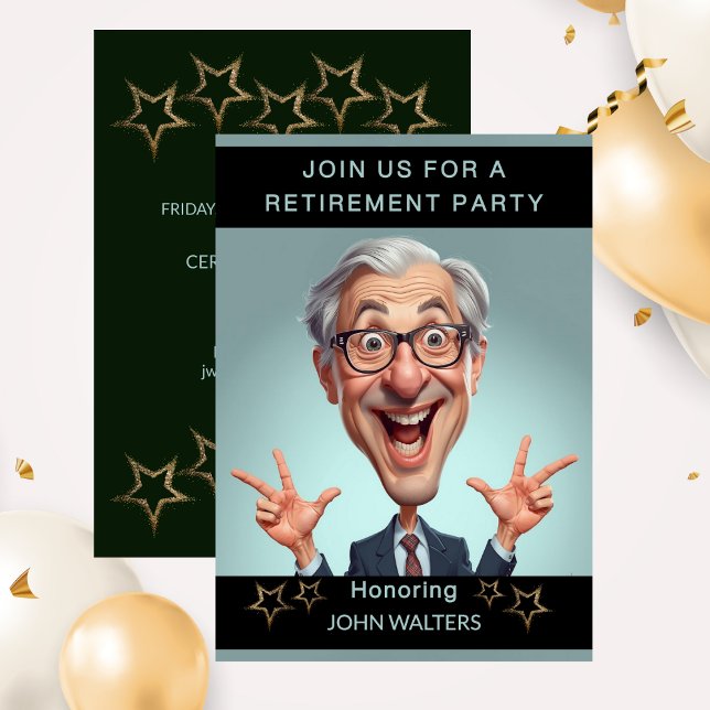 Invitation Funny Retirement Party (Funny Retirement Party Caricature Co-Worker Invitation)