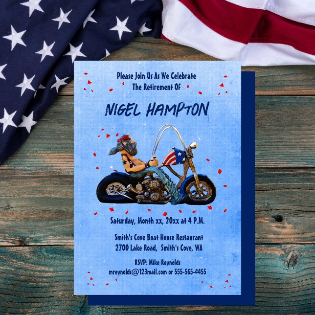 Invitation Funny Retirement Party Biker (Funny Retirement Party Biker Invitation)