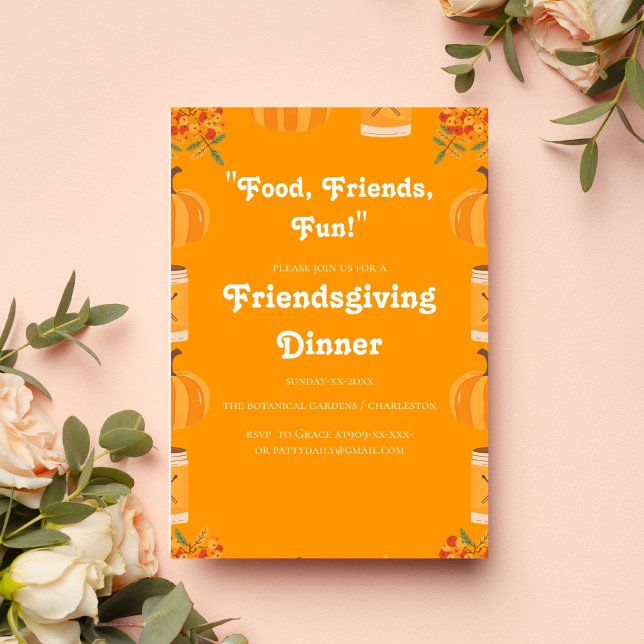 INVITATION FUNNY RETRO CITROUILLE FRIENDSGIVING (Créateur téléchargé)