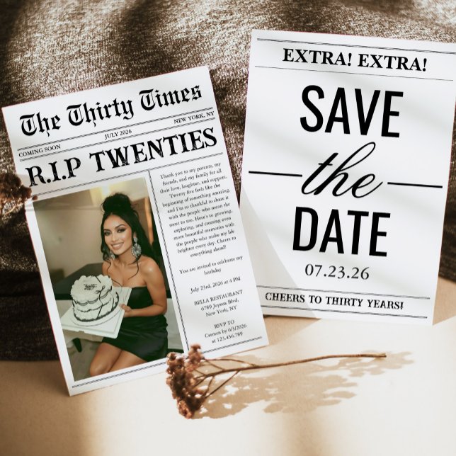 Invitation Funny RIP Twenties Newspaper 30th Birthday (Créateur téléchargé)