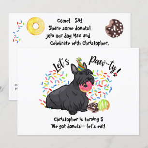 Invitation Funny Scottish Terrier Dog Donuts fête d'anniversa