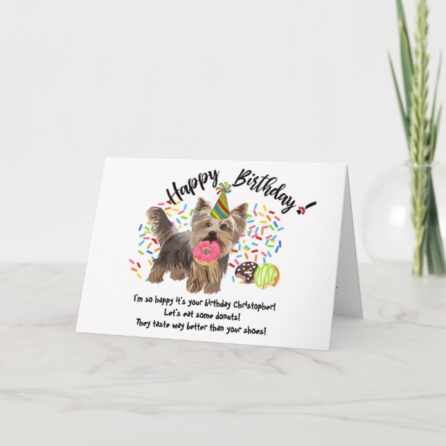 Invitation Funny Yorkshire Terrier Pet Dog Birthday Card (Devant)