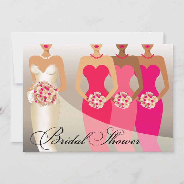 Invitation Fuschia ETHNIQUE de la Fête de la mariée | de (Devant)