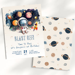 Invitation Fusée spatiale pour 1er anniversaire