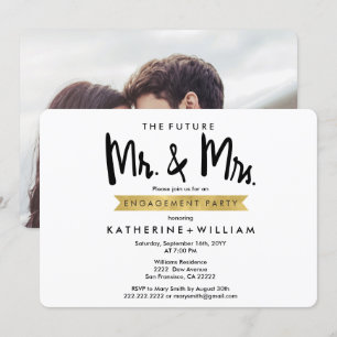 Invitation Futur Groupe d'engagement photo personnalisé M. et