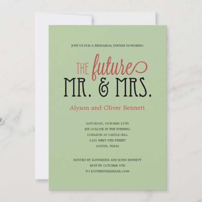 Invitation Futur M. et Mme Rehearsal Dîner/Wedding shower (Devant)