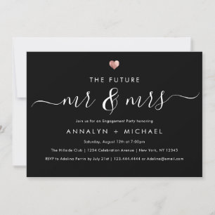 Invitation Futur Rose moderne M. et Mme Engagement Party