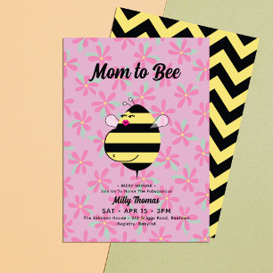 Invitation Future Maman Abeille Rose Floral Baby Shower