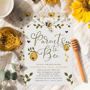 Invitation Futurs Parents Abeille Nid d'Abeille Bourdon Baby
