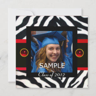 INVITATION GABARIT DE PHOTO MONOGRAMME FOURRURE ZÈBRE ROUGE N