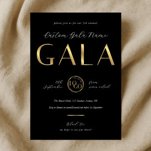 Invitation Gala de charité Logo Noir & Or Événement commercia