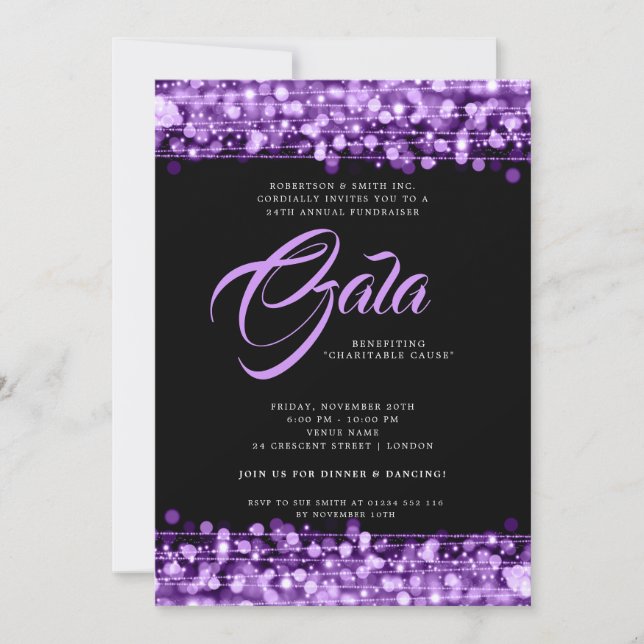 Invitation Gala de l'entreprise officielle Boule violet lumiè (Devant)