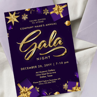 Invitation Gala de Noël violet et or