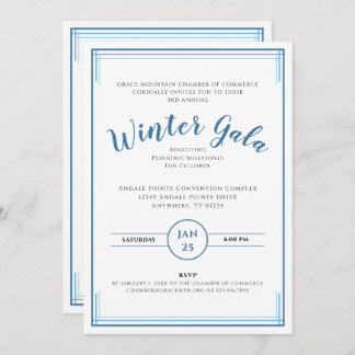 Invitation Gala d'hiver en bleu simple pour les entreprises