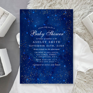 Invitation Galaxie à l'aquarelle Étoiles cosmiques Fête préna
