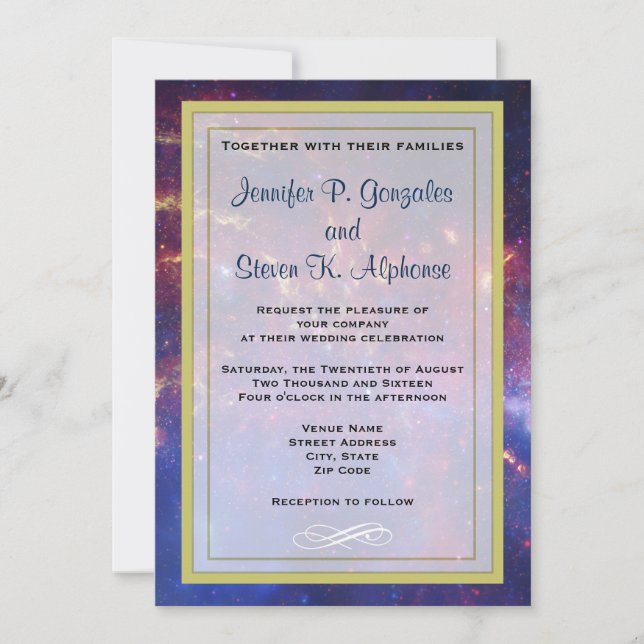 Invitation Galaxie brillante dans le Mariage spatial (Devant)