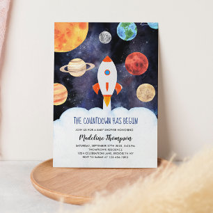 Invitation Galaxie moderne Planètes Space Rocket Baby shower