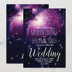 Invitation Galaxie violette Étoiles célestes Fée Lumières Mar